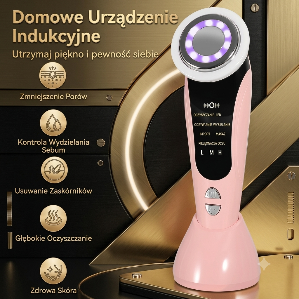 Urządzenie Kosmetyczne 7w1 z Mikroprądem – Lifting Twarzy, EMS, RF, LED | LUT-062