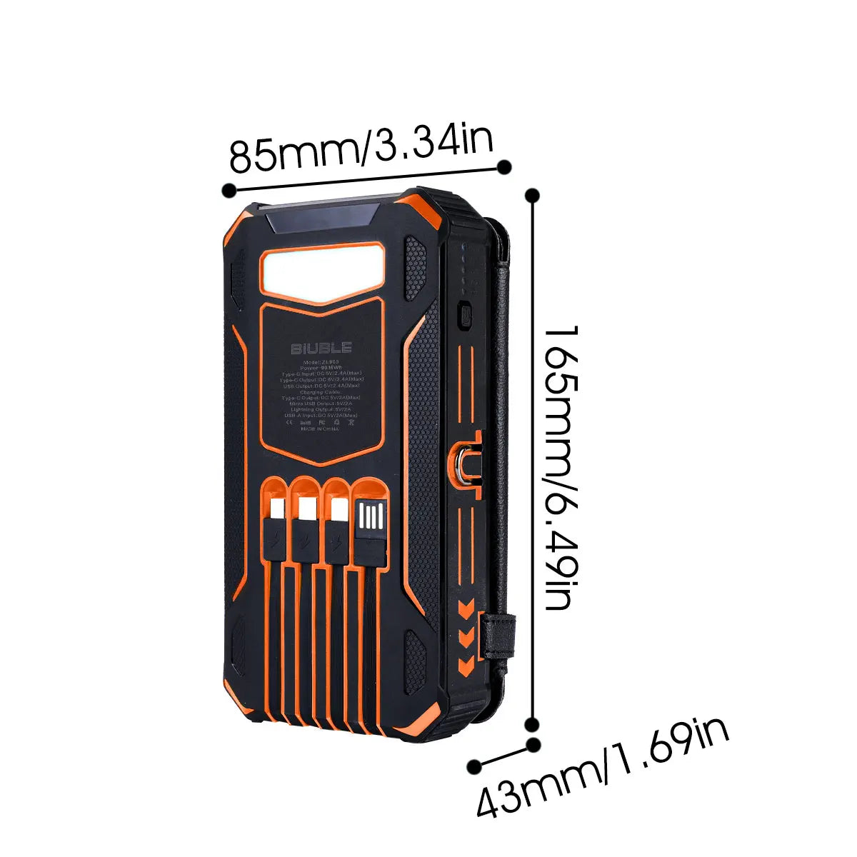 Power Bank Solarny 20000mAh – Wbudowane Kable, Latarka, Wyświetlacz | Wysyłka z Niemiec