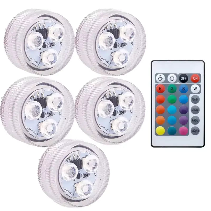 Podwodne Lampki LED RGB IP68 z Pilotem – 16 Kolorów, Basen, Akwarium, Impreza | NEWBIRTH HD062