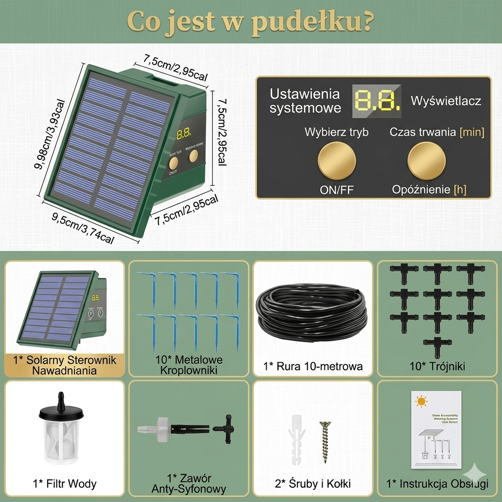 Automatyczny System Nawadniania Solarny – Kroplowy, DIY, do Ogrodu i Balkonu