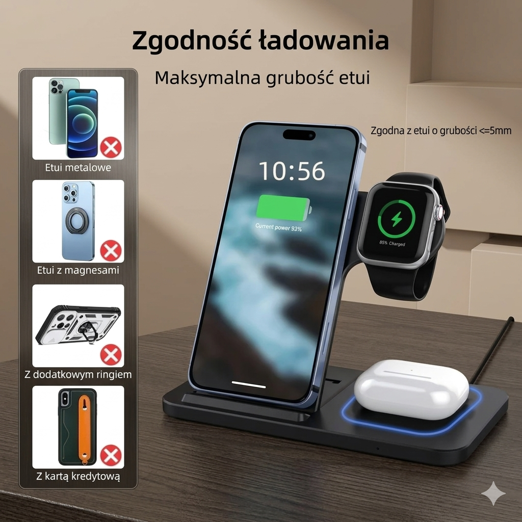 Ładowarka Bezprzewodowa 30W – iPhone, Apple Watch, AirPods