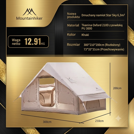 MOUNTAINHIKER Namiot Rodzinny Dmuchany 3-6 Osób – Wodoodporny, Czterosezonowy