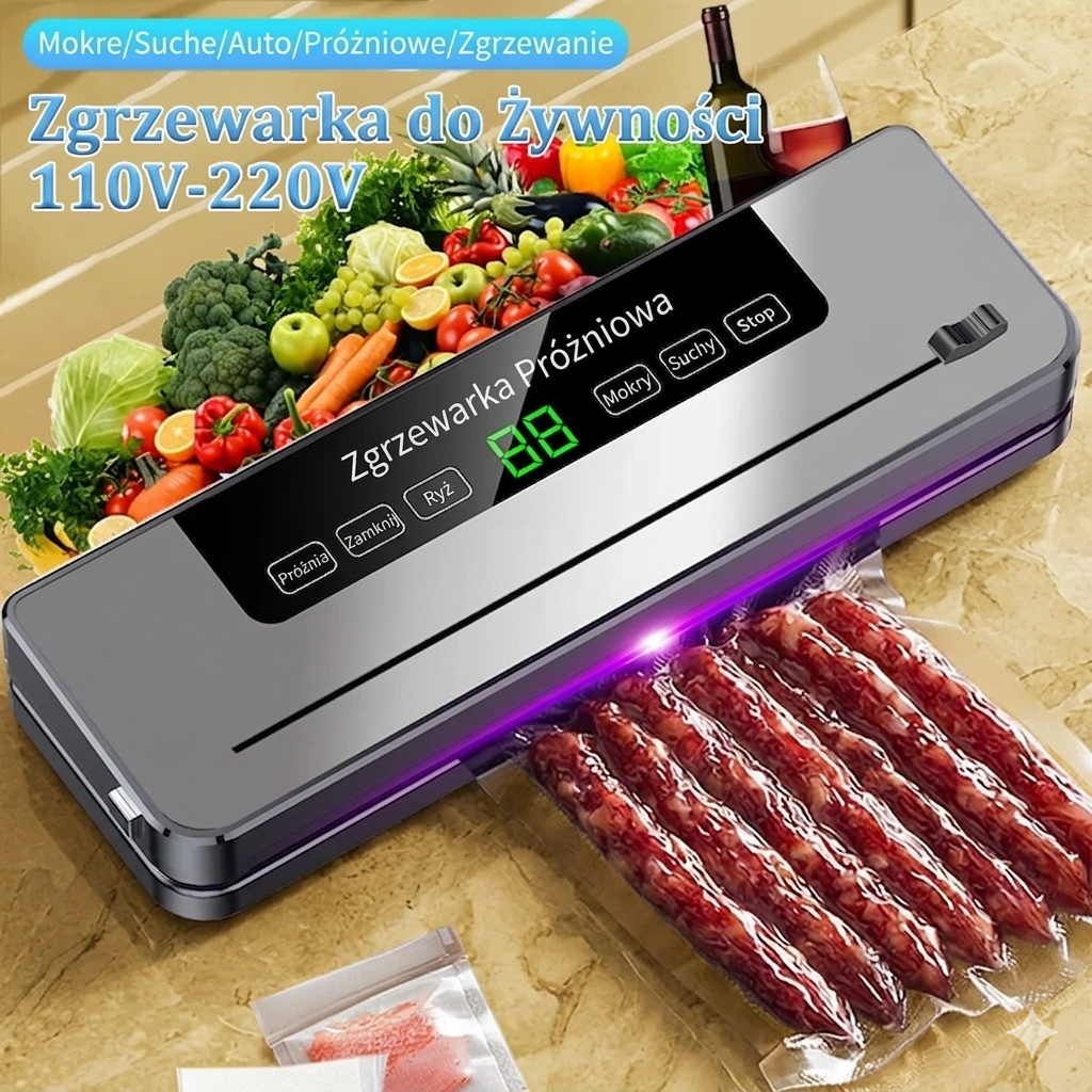 Próżniowa Maszyna do Pakowania Żywności  120W – 5 Trybów, Suche i Mokre