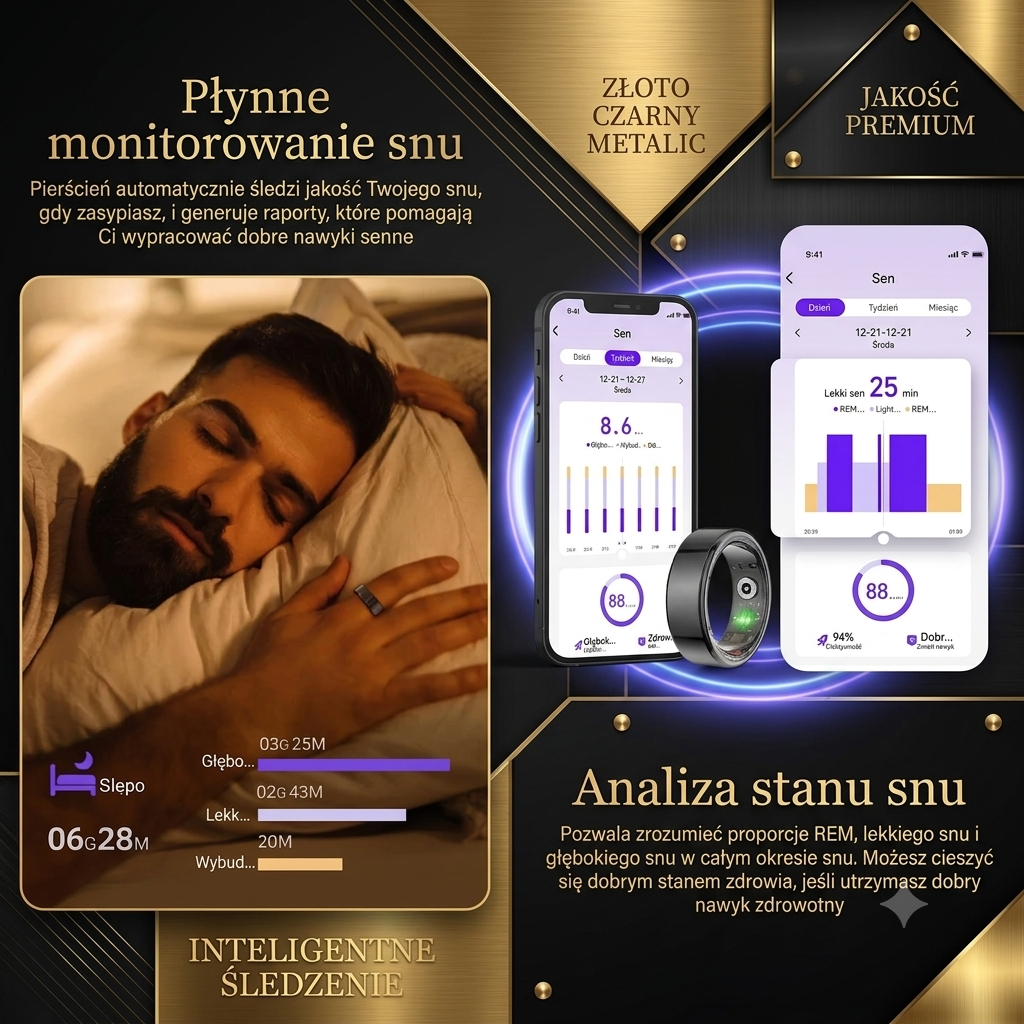 COLMI R02 Smart Ring – Inteligentny Pierścioń ze Stali Tytanowej | Monitorowanie Zdrowia, IP68, 3ATM