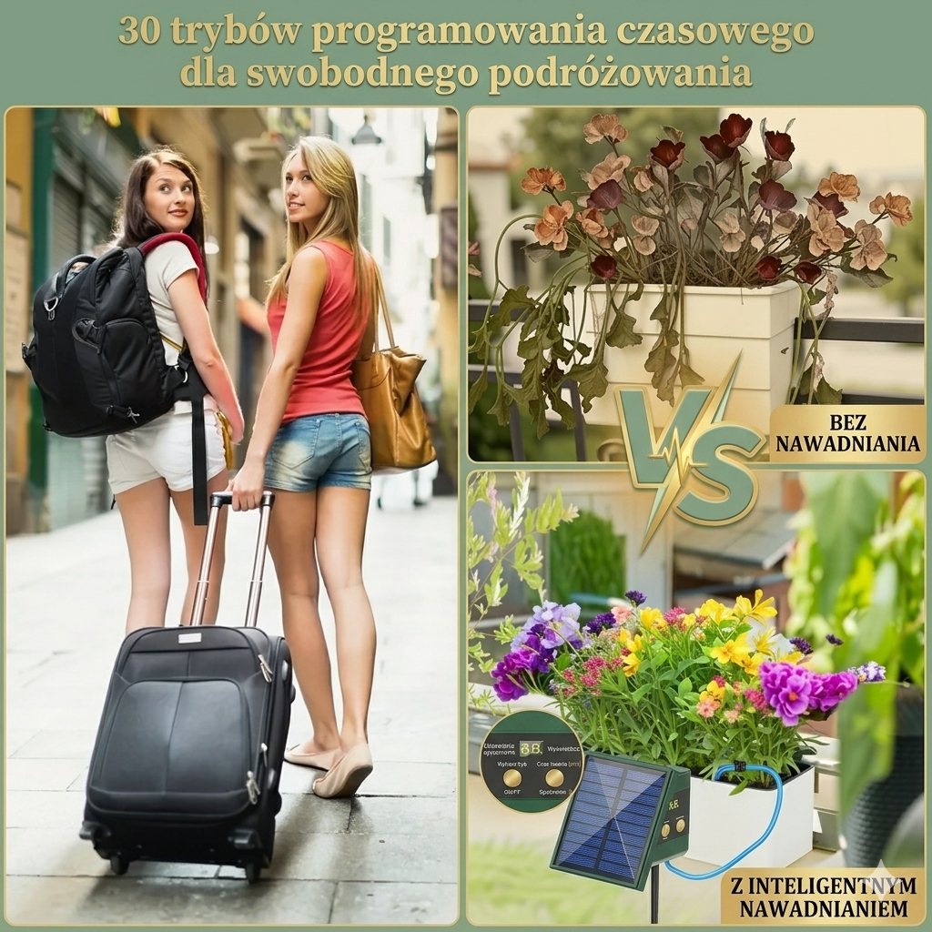 Automatyczny System Nawadniania Solarny – Kroplowy, DIY, do Ogrodu i Balkonu