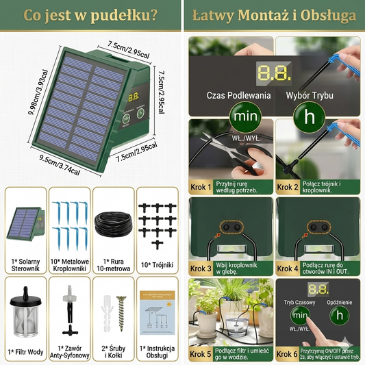 Automatyczny System Nawadniania Solarny – Kroplowy, DIY, do Ogrodu i Balkonu