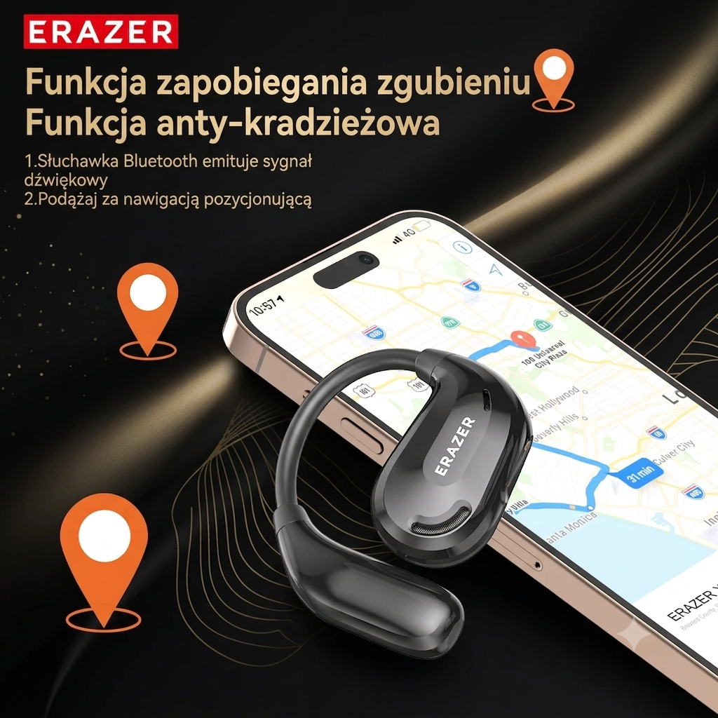 Słuchawki Bluetooth Erazer XT66 PRO czarne z wyświetlaczem LED