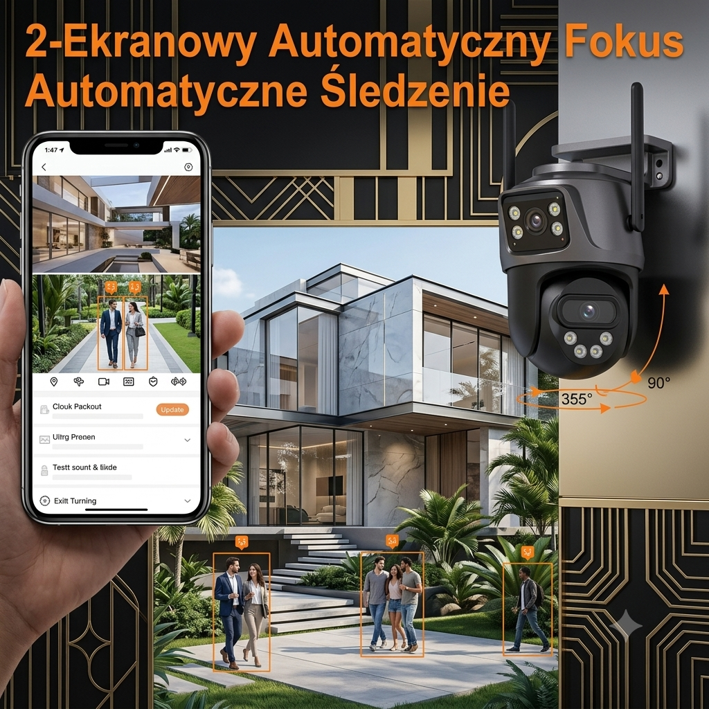 Kamera IP 4K 8MP Dual Lens WiFi PTZ – Inteligentny Monitoring 360° z Automatycznym Śledzeniem