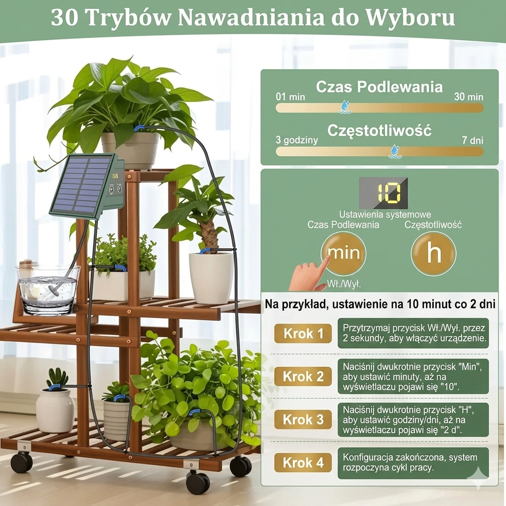 Automatyczny System Nawadniania Solarny – Kroplowy, DIY, do Ogrodu i Balkonu