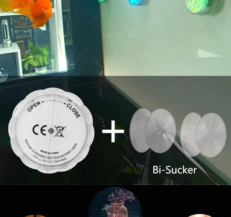 Podwodne Lampki LED RGB IP68 z Pilotem – 16 Kolorów, Basen, Akwarium, Impreza | NEWBIRTH HD062