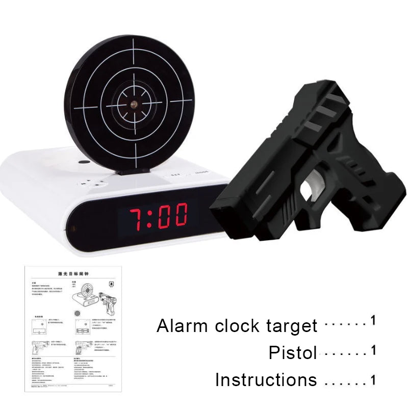 Budzik Pistolet – Cyfrowy Budzik LED z Funkcją Drzemki