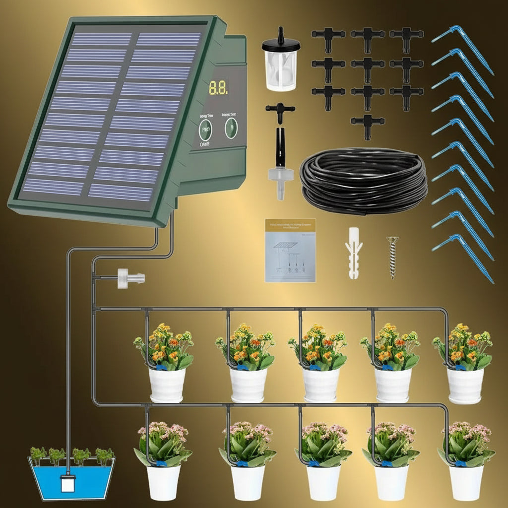 Automatyczny System Nawadniania Solarny – Kroplowy, DIY, do Ogrodu i Balkonu