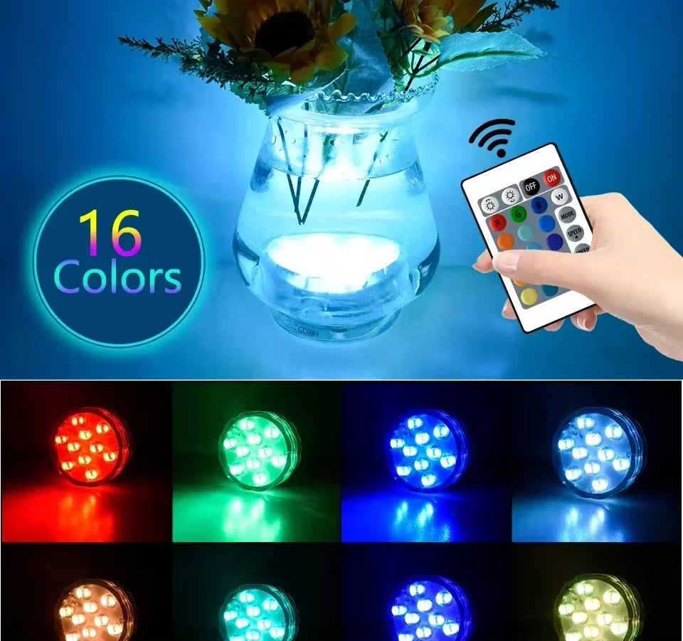 Podwodne Lampki LED RGB IP68 z Pilotem – 16 Kolorów, Basen, Akwarium, Impreza | NEWBIRTH HD062