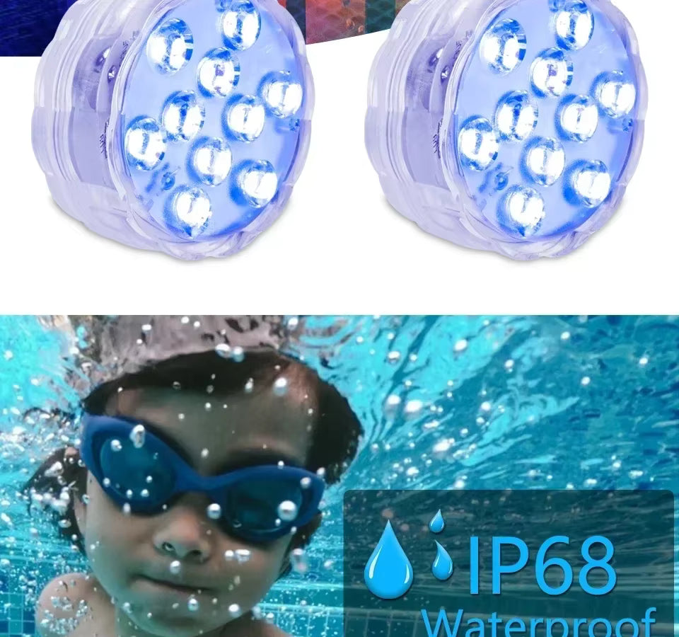 Podwodne Lampki LED RGB IP68 z Pilotem – 16 Kolorów, Basen, Akwarium, Impreza | NEWBIRTH HD062
