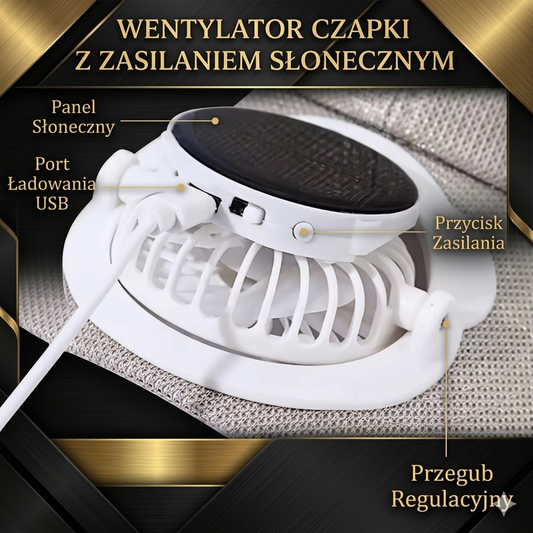 Czapka z Wentylatorkiem Solarnym USB – Chłodzenie i Ochrona UV | GADGETFLOW