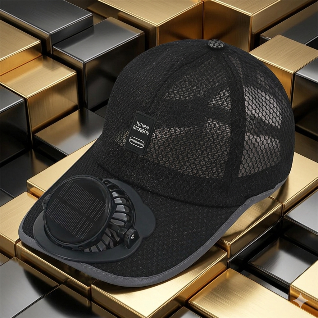 Czapka z Wentylatorkiem Solarnym USB – Chłodzenie i Ochrona UV | GADGETFLOW